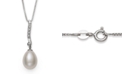 Macy's Cultured Freshwater Pearl (7-8 mm) and Diamond Accent Swirl Pendant in Sterling Silver